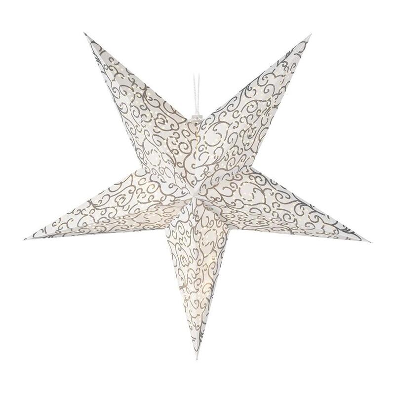 Estrella 10 Leds A Pilas Cuerpo De Papel 60cm