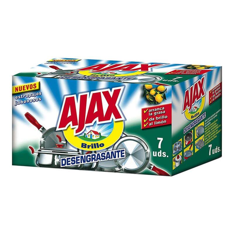 Estropajo Jabonoso Ajax Desengrasante Limón 7 Uds