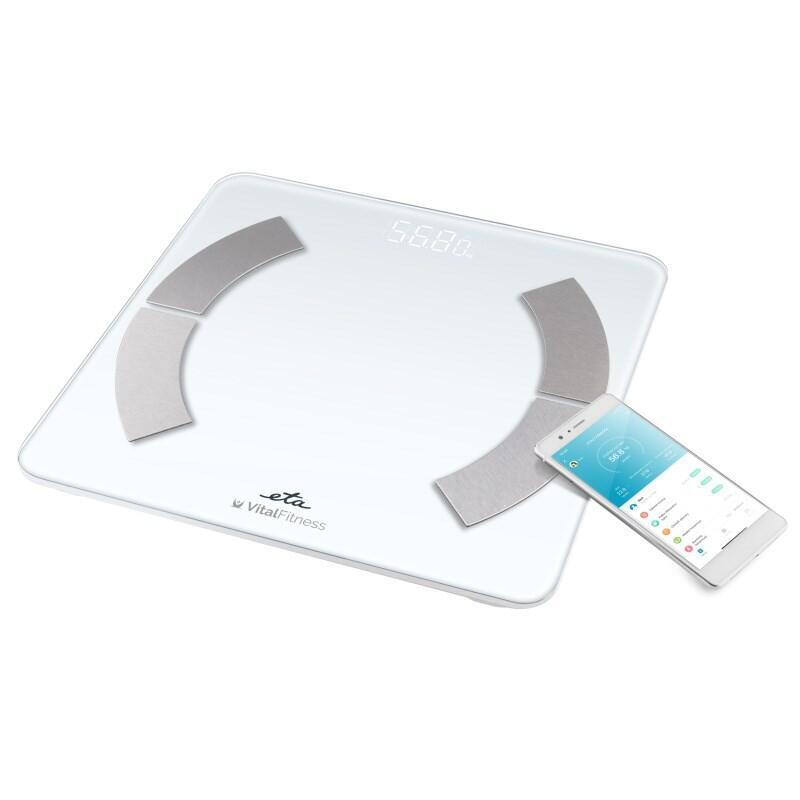Eta Eta277990000 Báscula De Análisis Corporal Vital Fitness, Capacidad 180 Kg, Precisión 100 G, Blanca