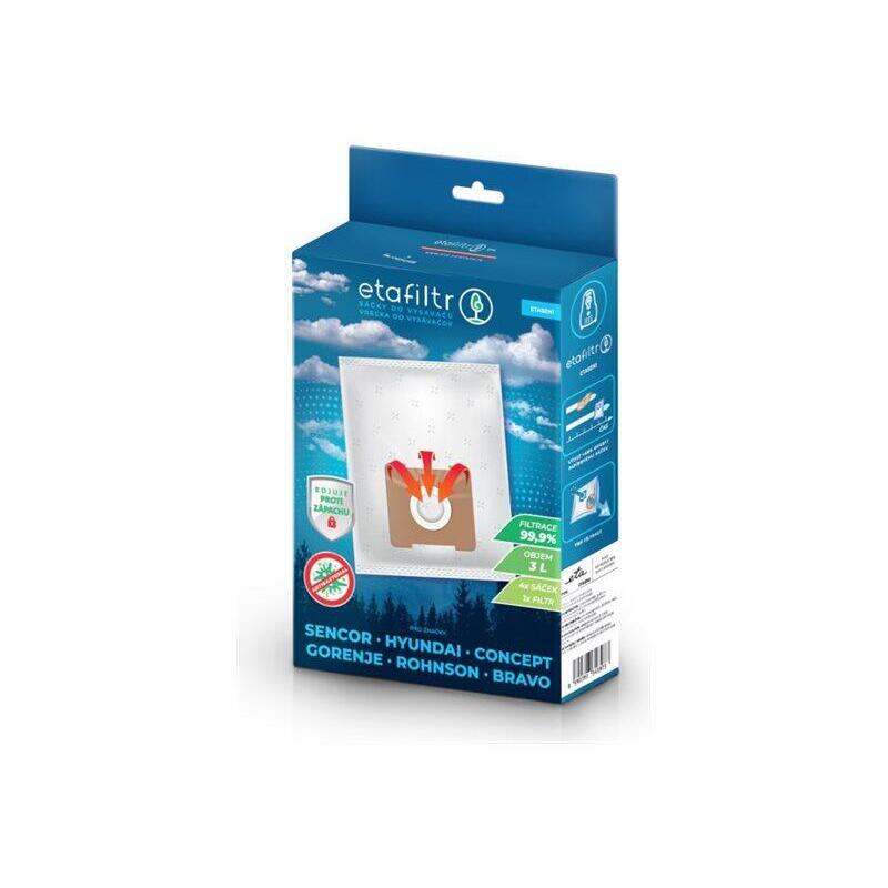 Eta Etasen1 Dust Bags For Vacuum Cleaners Concept, Ecg, Gorenje, Hyundai, Rohnson, Samsung, Sencor, Tesla And Others, 4 Pcs