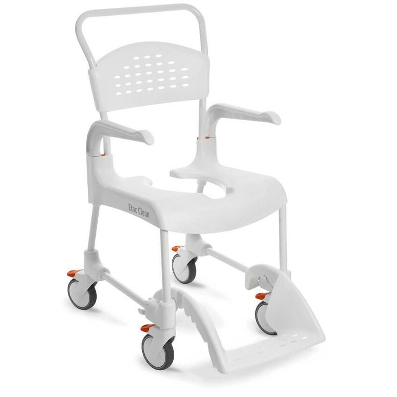 Etac Clean Wózek Toaletowo-Prysznicowy Zregulacja Wysokosci Siedziska (47,5 Do 60cm)- 4 Hamulce, Kol. Sniezny Bialy