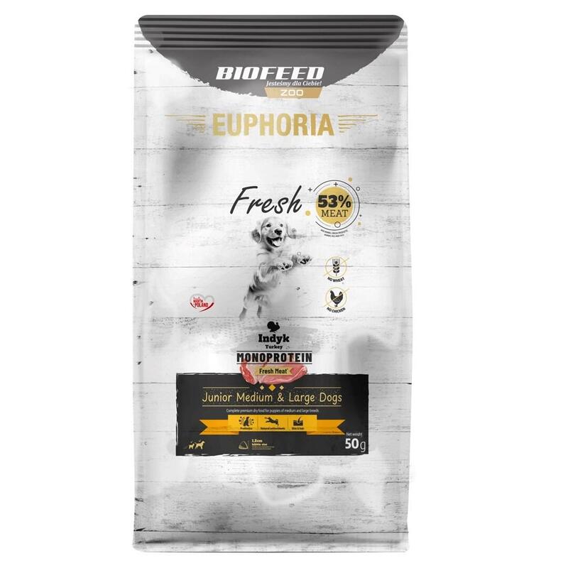 Euphoria Fresh Junior Monoprotein Turkey M/L - Alimento Seco Para Perros - 50g