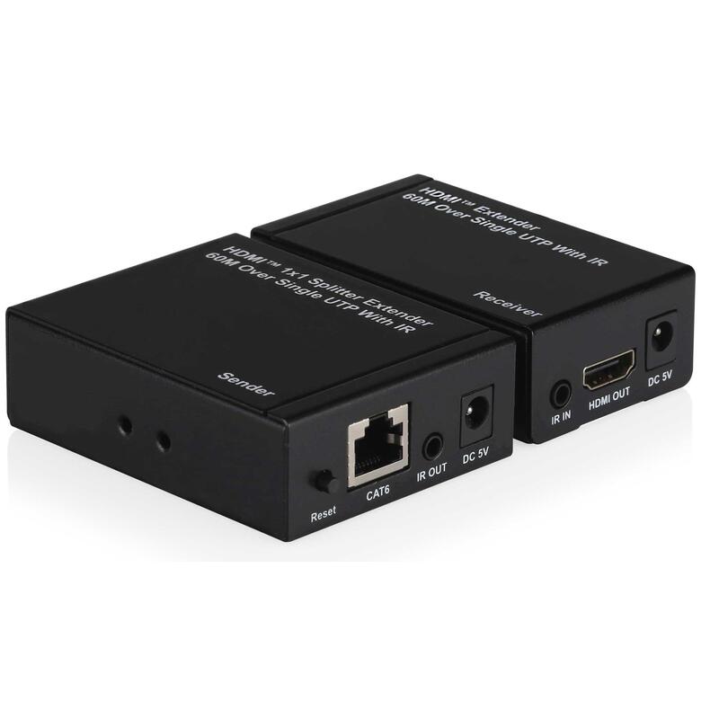 Extensor Hdmi Utp 1x1 Divisor 60m Con Ir