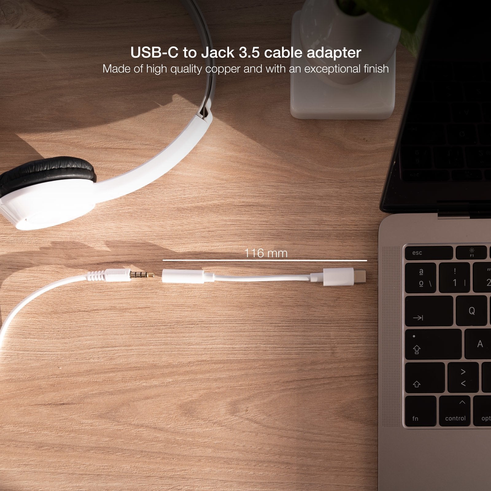 EAN 8433281013100 - Nanocable 10.24.1205-W cable de audio 0,11 m 3,5mm USB Tipo C imagen 3