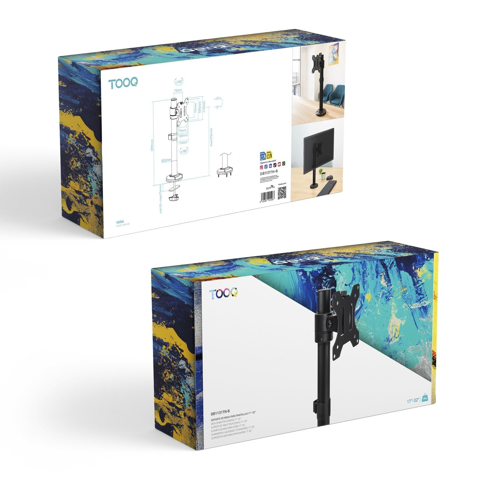 Soporte De Mesa Para Monitor Tooq Db1131tn-B Giratorio Inclinable Hasta 8kg