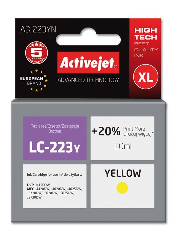 EAN 5901443098621 - Activejet AB-223YN cartucho de tinta 1 pieza(s) Compatible Alto rendimiento (XL) imagen 1