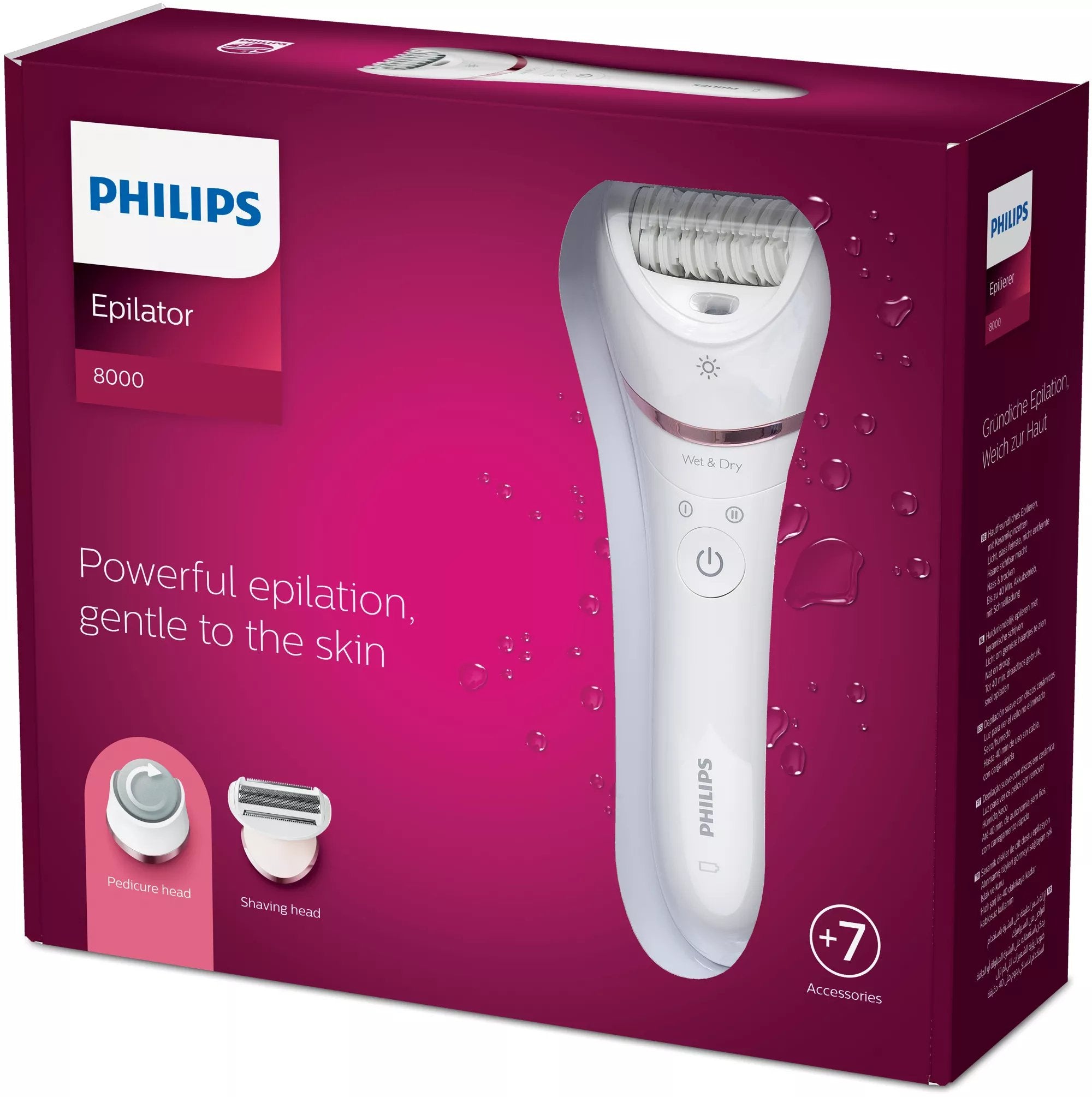 EAN 8710103935520 - Philips 8000 series BRE730/10 depiladora 32 pinzas Rosa, Blanco imagen 2