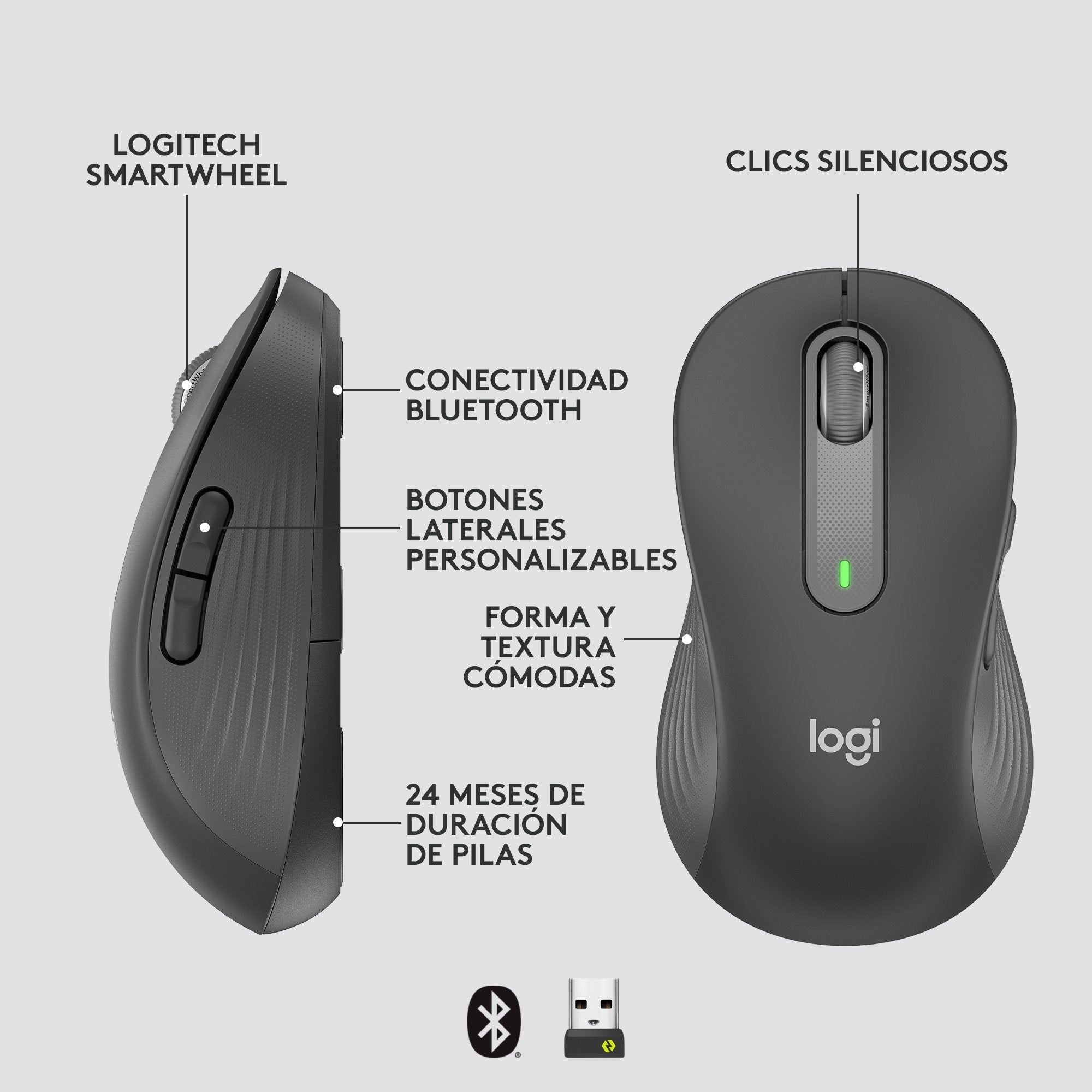 Logitech Signature M650 Ratón Oficina Izquierda Rf Wireless + Bluetooth Óptico 4000 Dpi