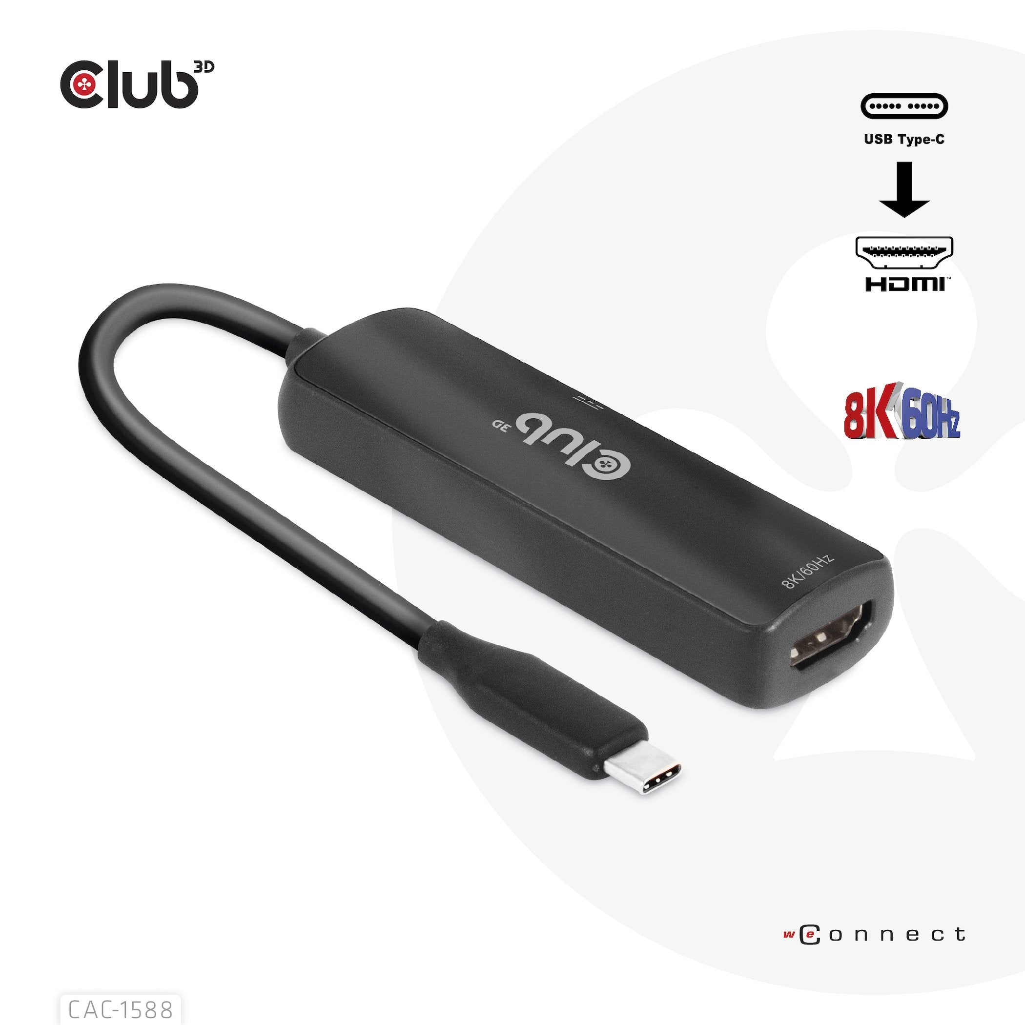 EAN 8719214472610 - CLUB3D CAC-1588 adaptador de cable de vídeo 0,17 m USB Tipo C Negro imagen 8