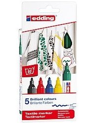 Rotuladores Para Tela Edding 4500 5s 2 Mm 5 Unidades Negro Rojo Azul Amarillo Verde