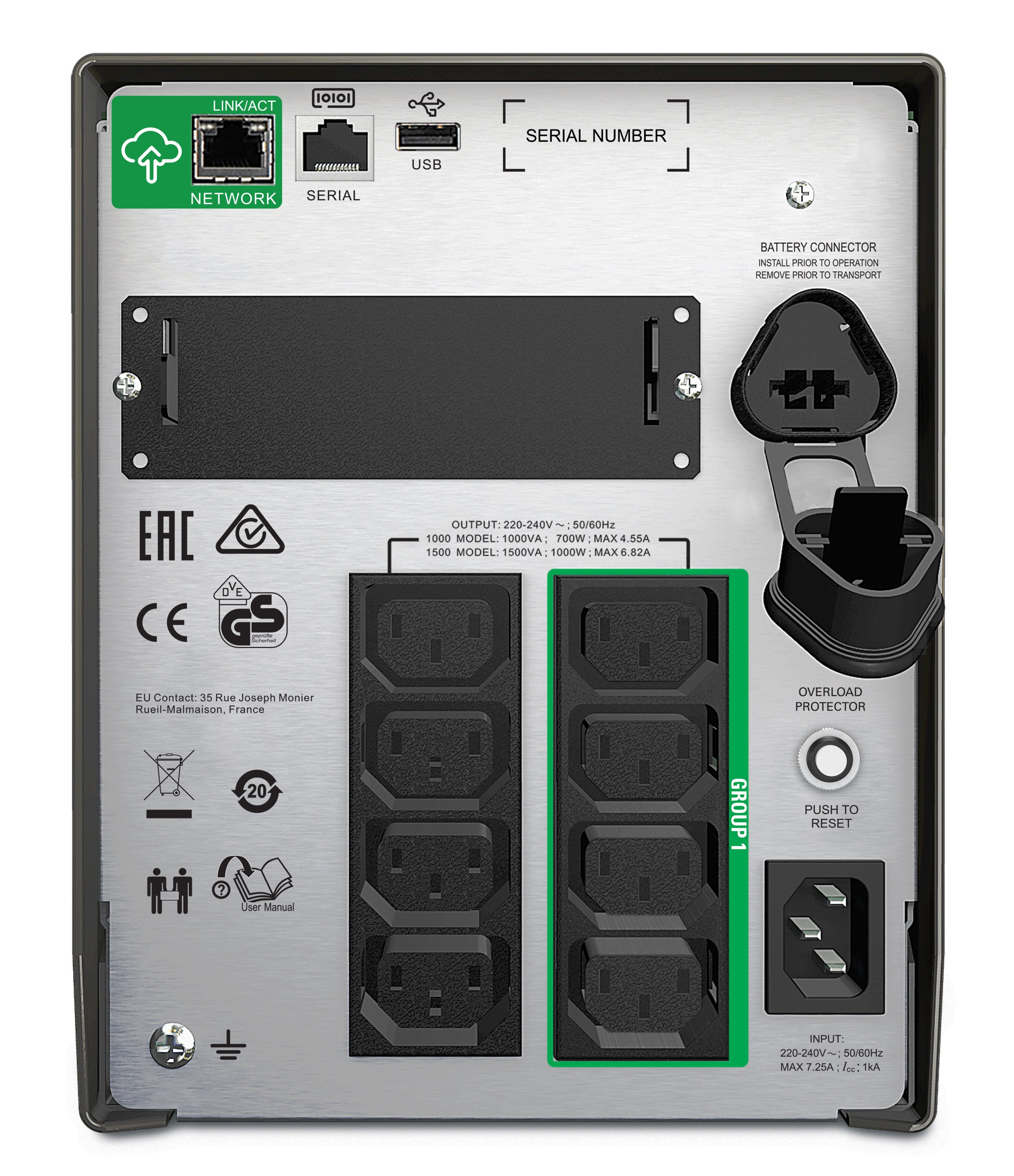EAN 0731304332992 - APC SMT1500IC sistema de alimentación ininterrumpida (UPS) Línea interactiva 1,5 kVA 1000 W 8 salidas AC imagen 2