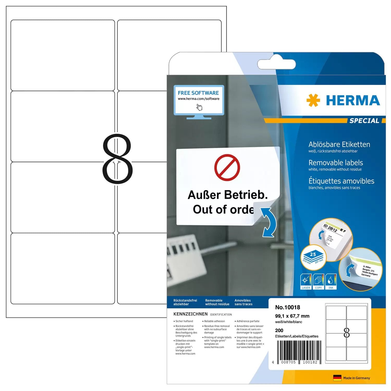 EAN 4008705100182 - HERMA 10018 etiqueta para dirección Blanco imagen 1