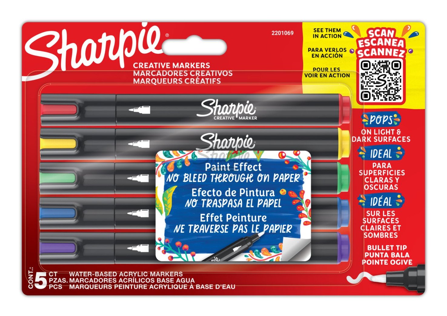 Sharpie Kreativmarker Rundspitze Acryl 5er Lila Azul Hellgrü