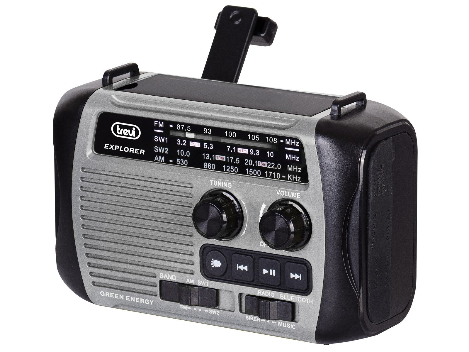 Radio Trevi Ra 7f30 Bt Explorer Carga Solar & Dinamo Gray