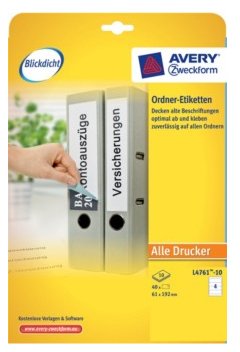 Avery Zweckform Etiquetas Para Archivador 61,0 X 192,0 Mm Blanco