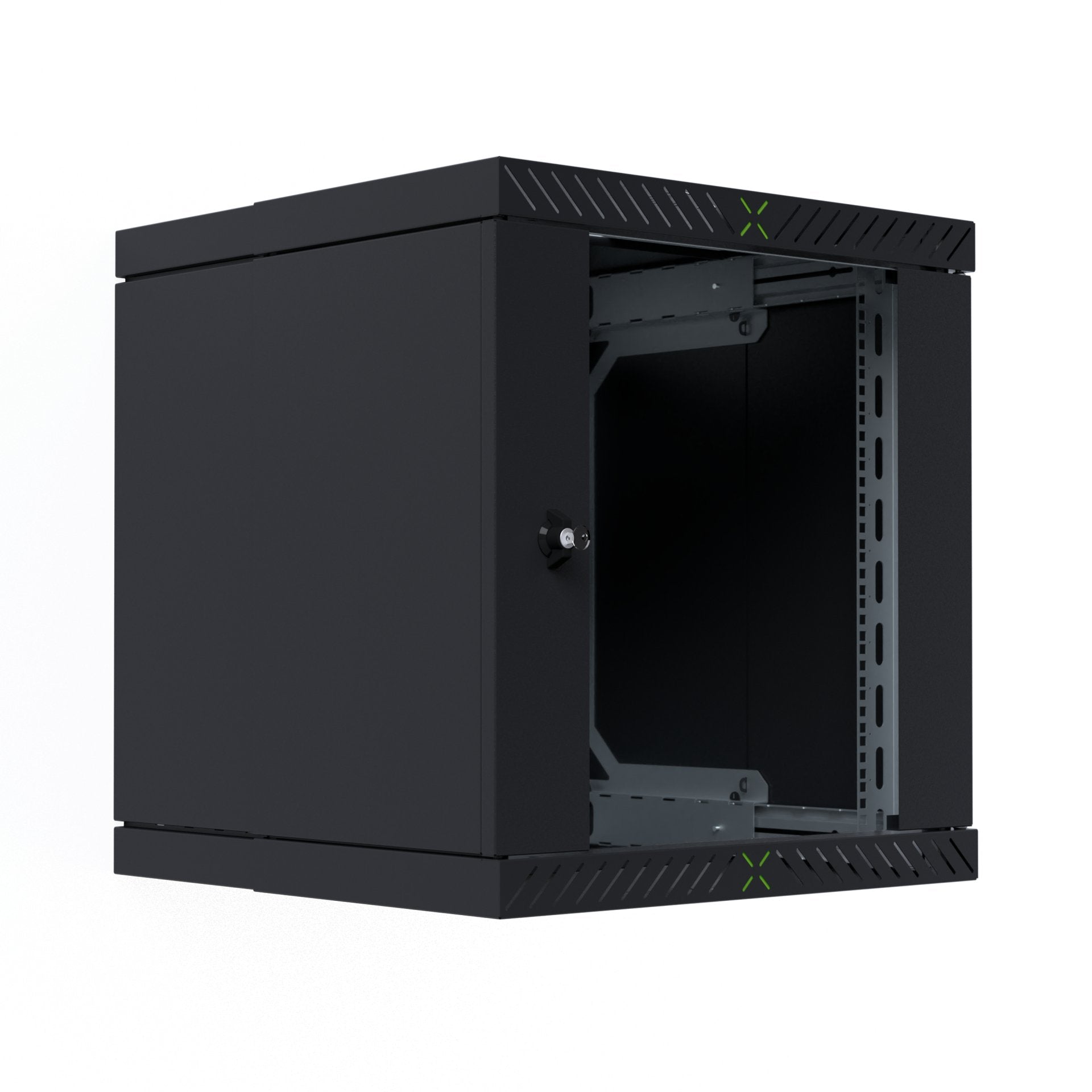 Armario De Pared X-Rack De 19" Con Puerta De Vidrio De 400-600 Mm, 12u, Color Negro.