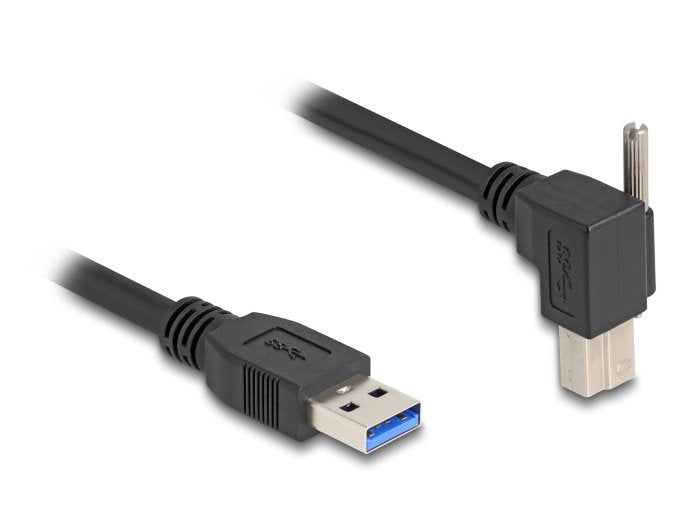 Delock 80484 Cable Usb 5 Gbps Usb Tipo-A Macho Recto Hacia Abajo A Usb Tipo-B Macho Con Tornillo 90° Ángulo Recto 1 M Negro