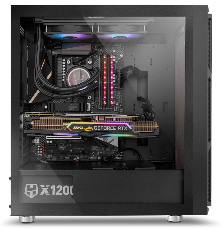 Caja Pc Nox Torre Atx Hummer Nova Argb 2xven 200mm Argb/Control Led/Lateralcristaltemplad Nxhummernova