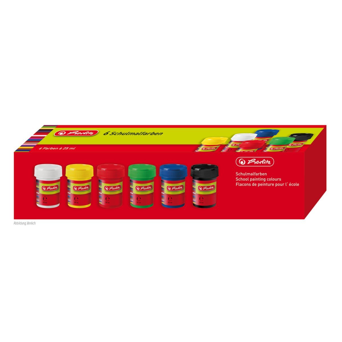 Herlitz 8643025 Pintura A Base De Agua Negro, Azul, Verde, Rojo, Blanco, Amarillo 25 Ml Jarra 6 Pieza(S)