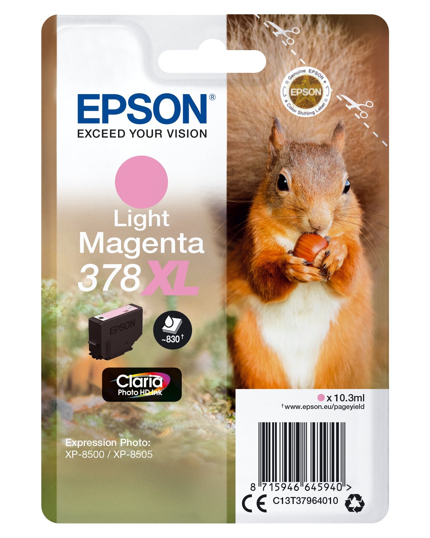 EAN 8715946645940 - Epson Squirrel 378XL cartucho de tinta 1 pieza(s) Original Alto rendimiento (XL) Magenta claro imagen 1