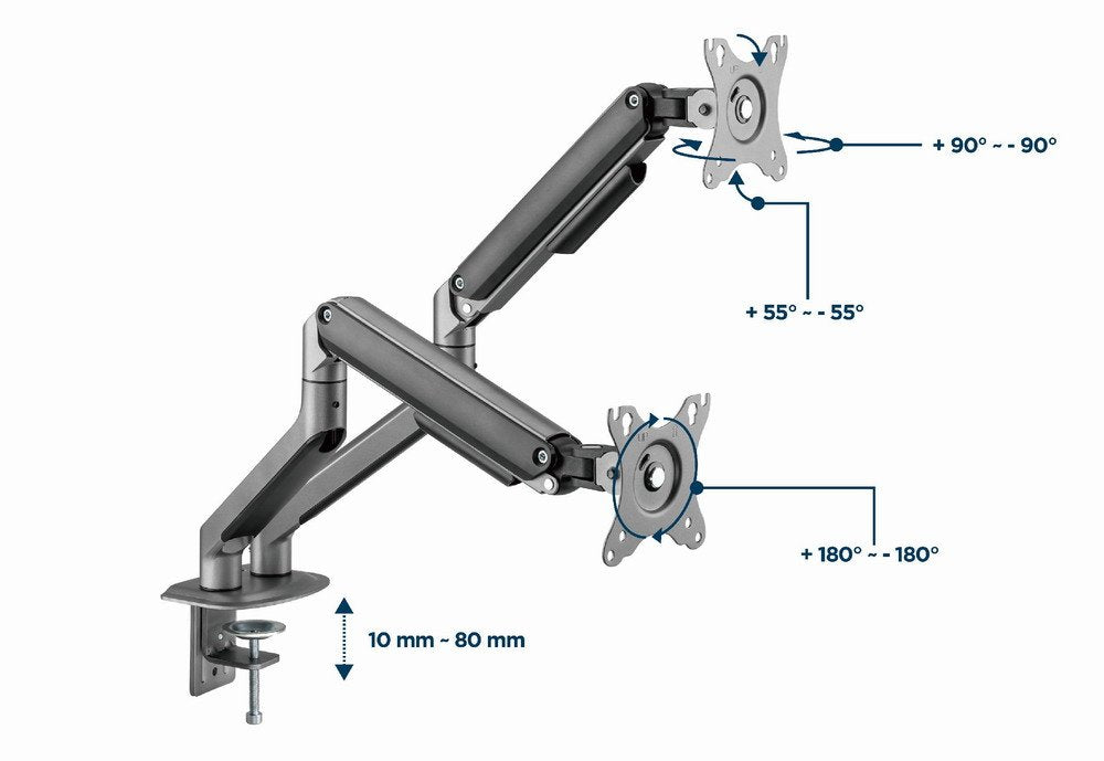 EAN 8716309127714 - Gembird MA-DA2-05 soporte para monitor 81,3 cm (32") Escritorio Gris imagen 11