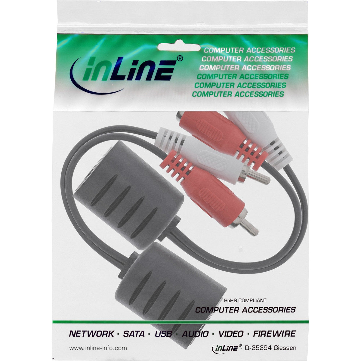 Cable Inline Rca De Audio A Través De Lan/Ethernet/Rj45 2 Uds. Un Set