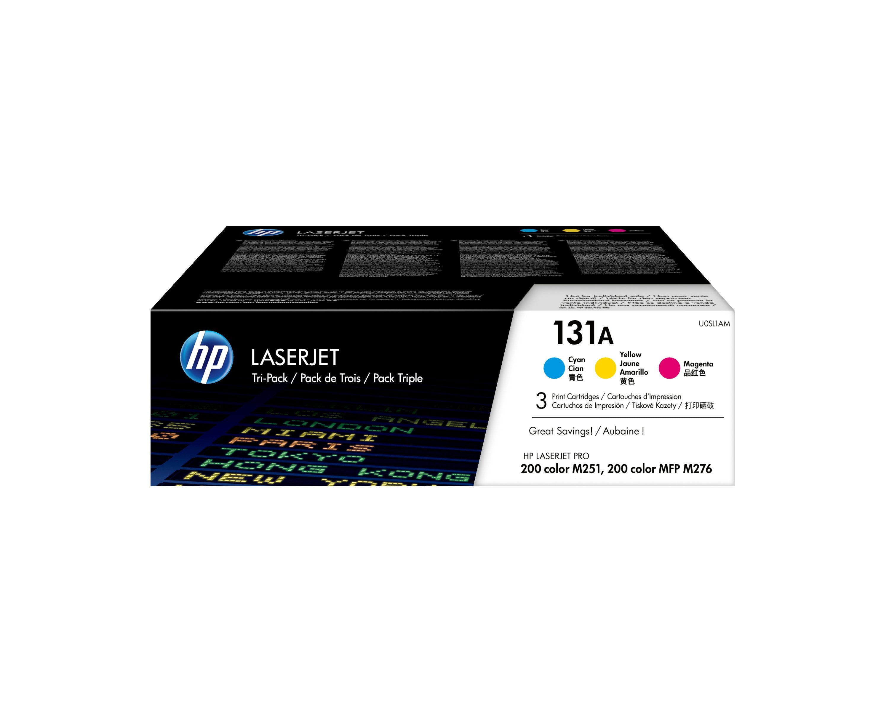 EAN 0888182055885 - HP 131A 3-pack Cyan/Magenta/Yellow Original LaserJet Toner Cartridges cartucho de tóner 3 pieza(s) Cian, imagen 1