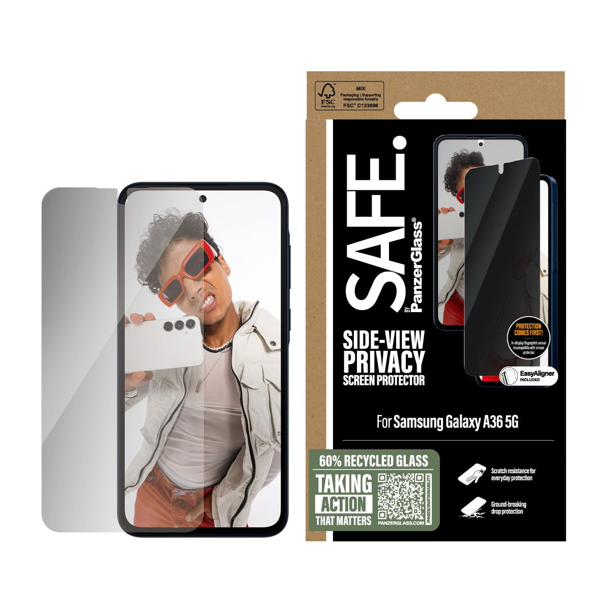 EAN 5715685017674 - PanzerGlass SAFE. by ® Privacy Screen Protector Samsung Galaxy A36 5G | Ultra-Wide Fit w. EasyAligner Pro imagen 2