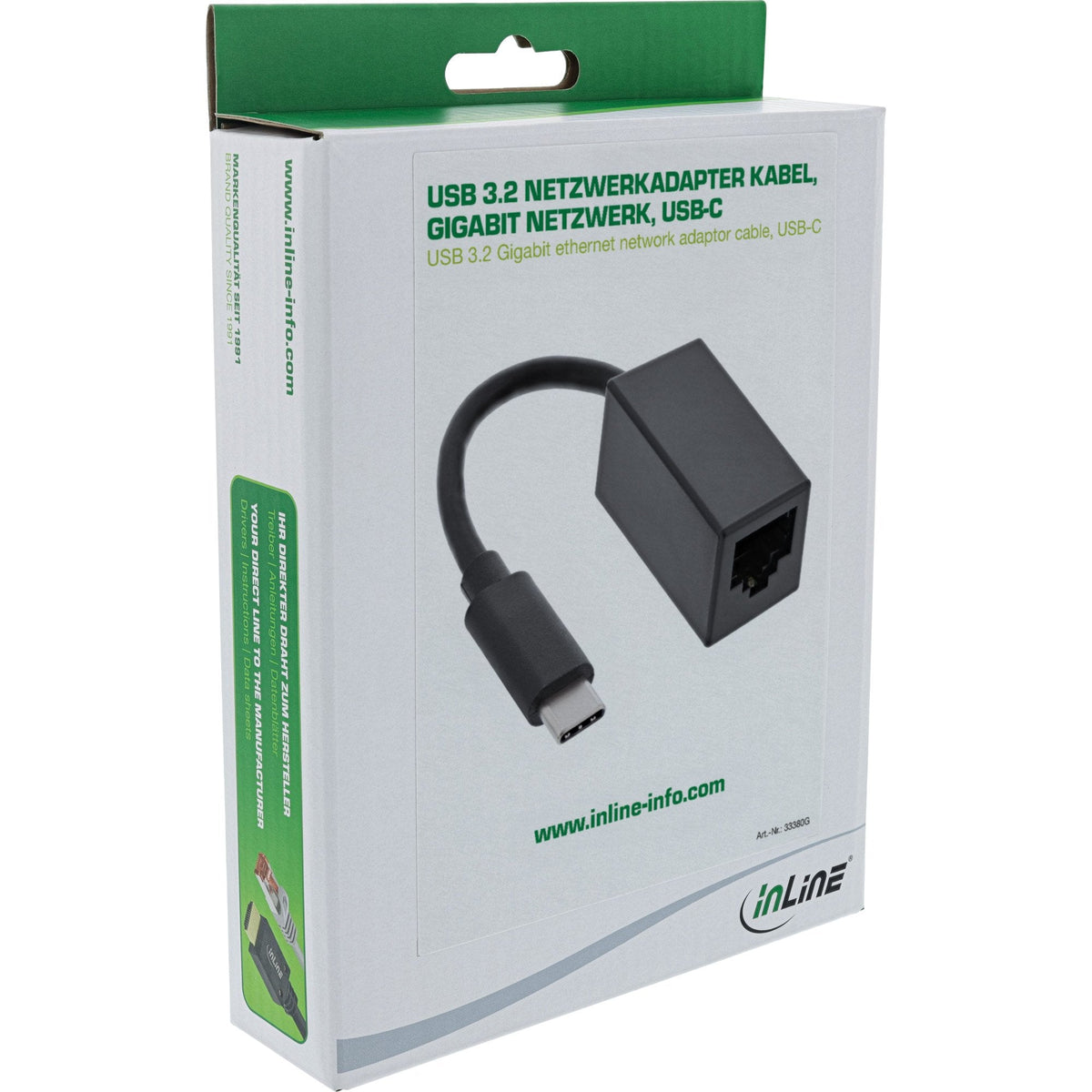 Inline® Usb 3.2 Gigabit Ethernet Network Adaptor Cable, Usb Type-C Plug