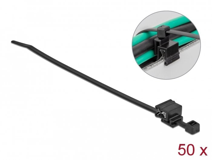 Delock Sujetacables Con Clip Para Bordes La 200 X An 4,8 Mm Negro, 50 Piezas