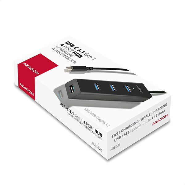 EAN 8595247903686 - Axagon HUE-S2C hub de interfaz USB 3.2 Gen 1 (3.1 Gen 1) Type-A 5000 Mbit/s Negro imagen 8