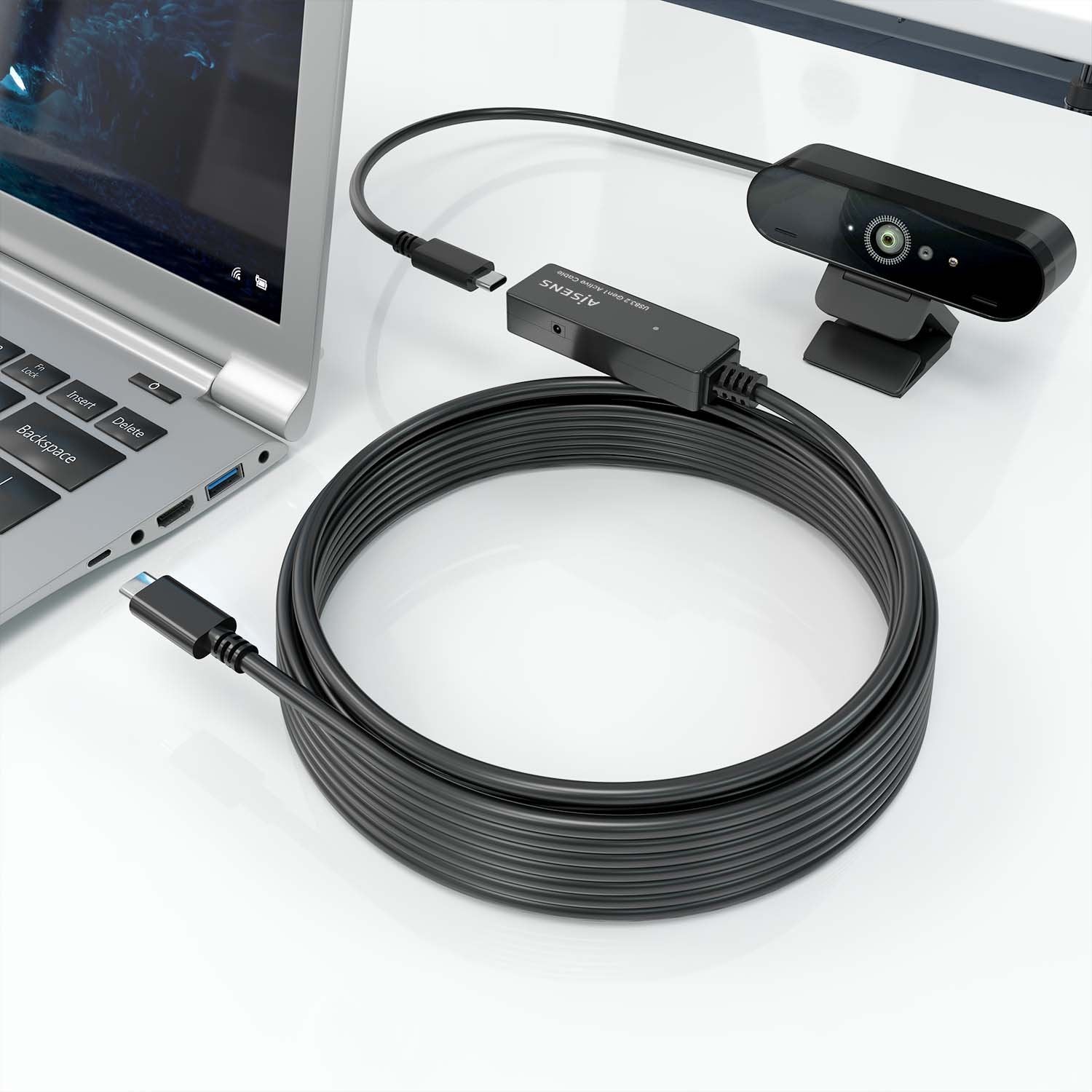 Aisens Cable Usb 3.2 Gen1x1 Prolongador Con Amplificador, Usb-C/M-Usb-C/H, Negro, 5.0m