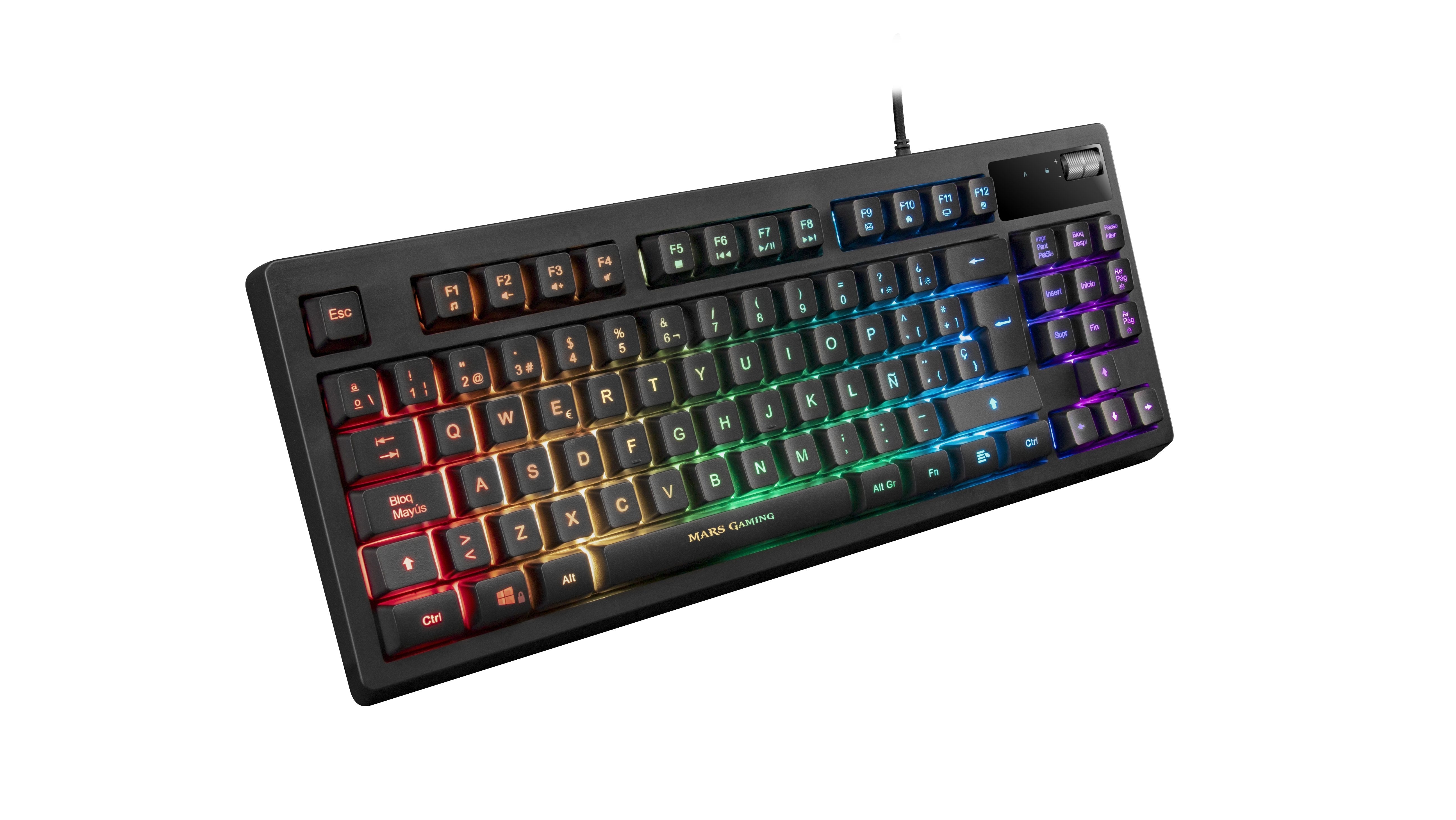 Teclado Español Mars Gaming Mkaxes Tkl H-Mech Iluminación Rgb 9 Efectos Reposamuñecas Gel Negro