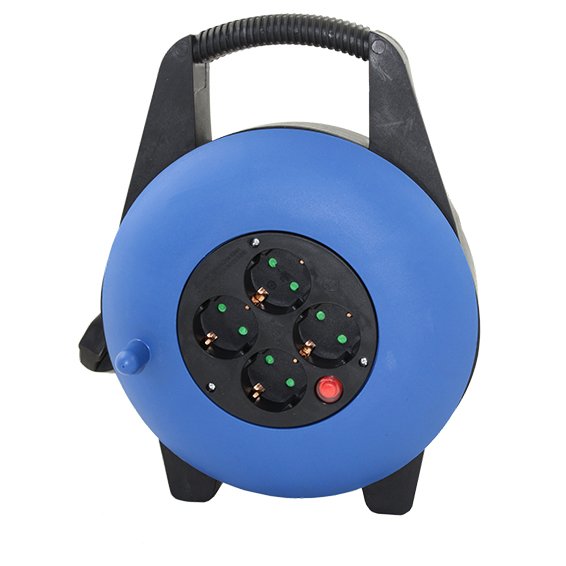 Regleta Alargadera Enrollacables 4 Tomas - 5m - 16a - 250v - 3x1.5mm - Color Azul