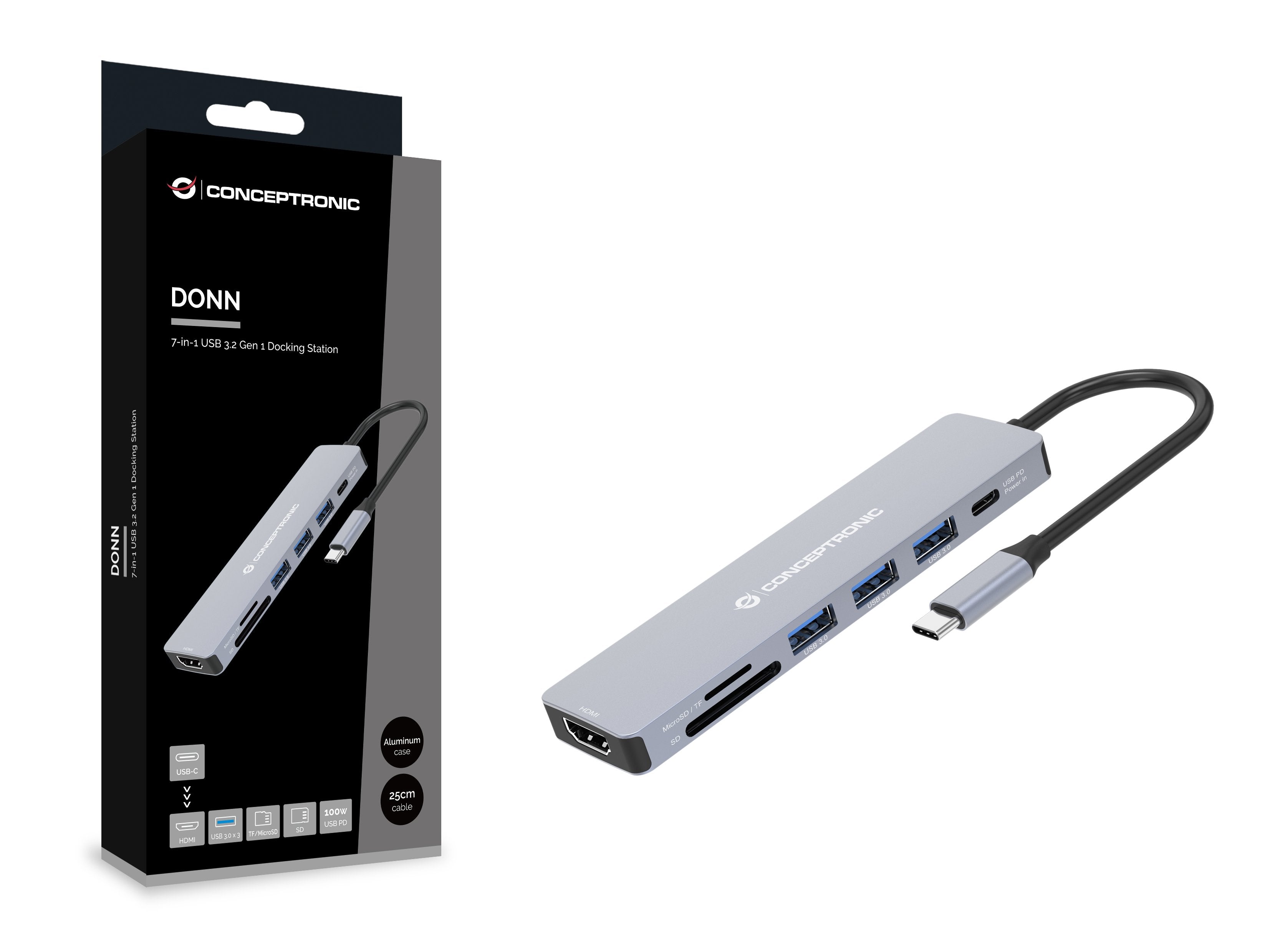 EAN 4015867230886 - Conceptronic DONN19G base para portátil y replicador de puertos Alámbrico USB 3.2 Gen 1 (3.1 Gen 1) Type- imagen 4