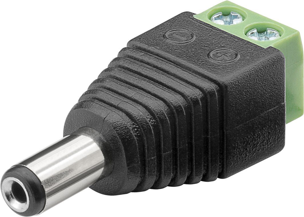 Goobay 76747 Cambiador De Género Para Cable Terminal Block 2-Pin Dc Male (5.50 X 2.10 Mm) Negro, Verde
