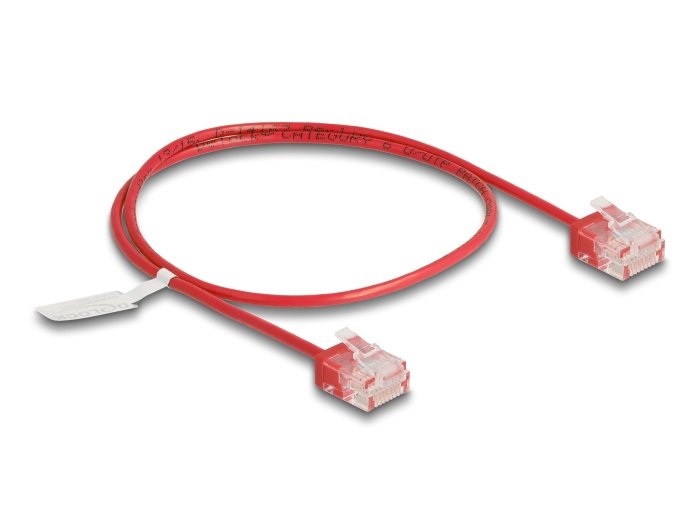 Delock Rj45 Cable De Red Cat.6 Utp Ultra Slim 0,5 M Rojo Con Kurzen Machon