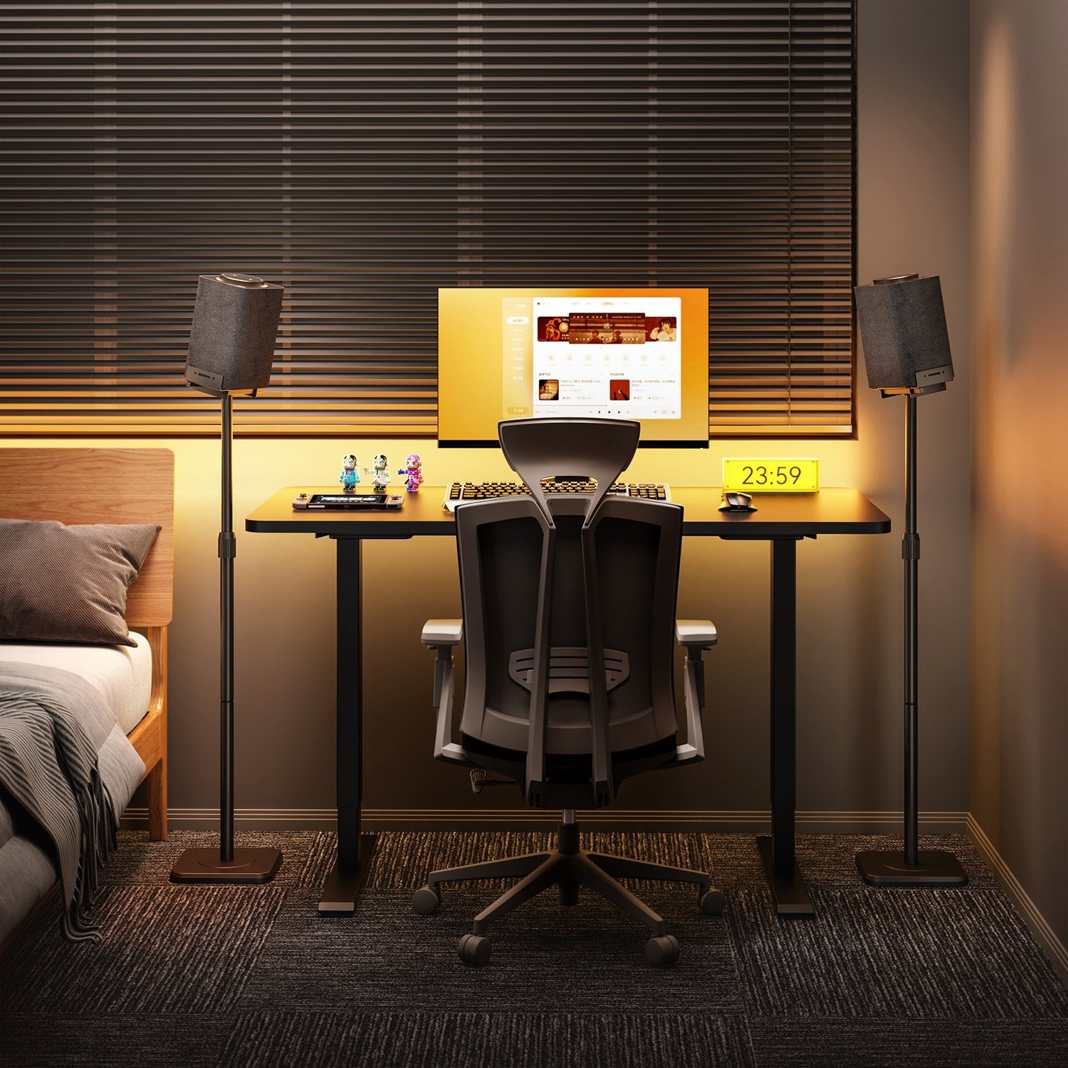 Aisens Soporte Universal De Suelo Giratorio E Inclinable Para Altavoces, Negro