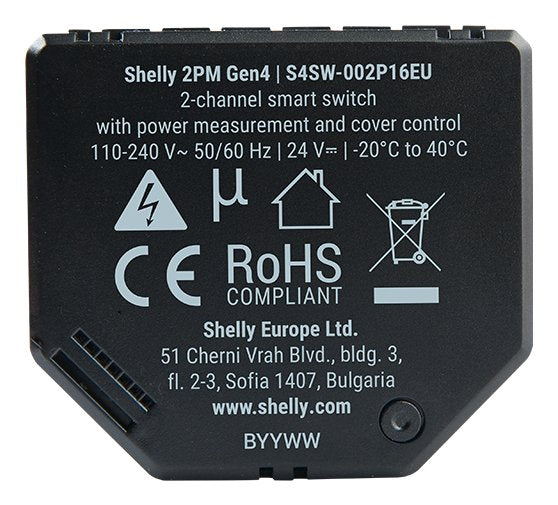 Shelly 2pm Gen4 Actuador Para Estores/Persianas 2 Canales