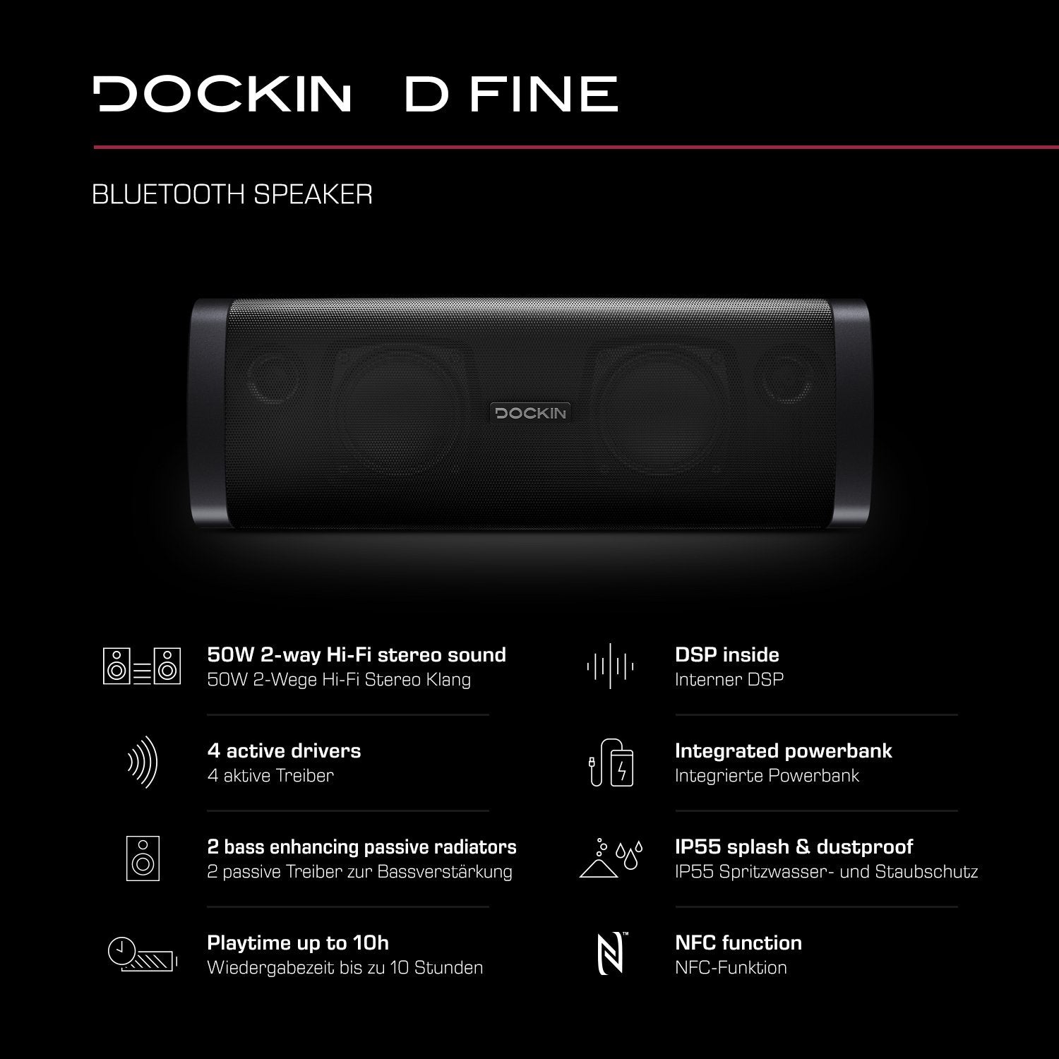 EAN 4250541919217 - DOCKIN D Fine Altavoz portátil estéreo Negro 50 W imagen 4