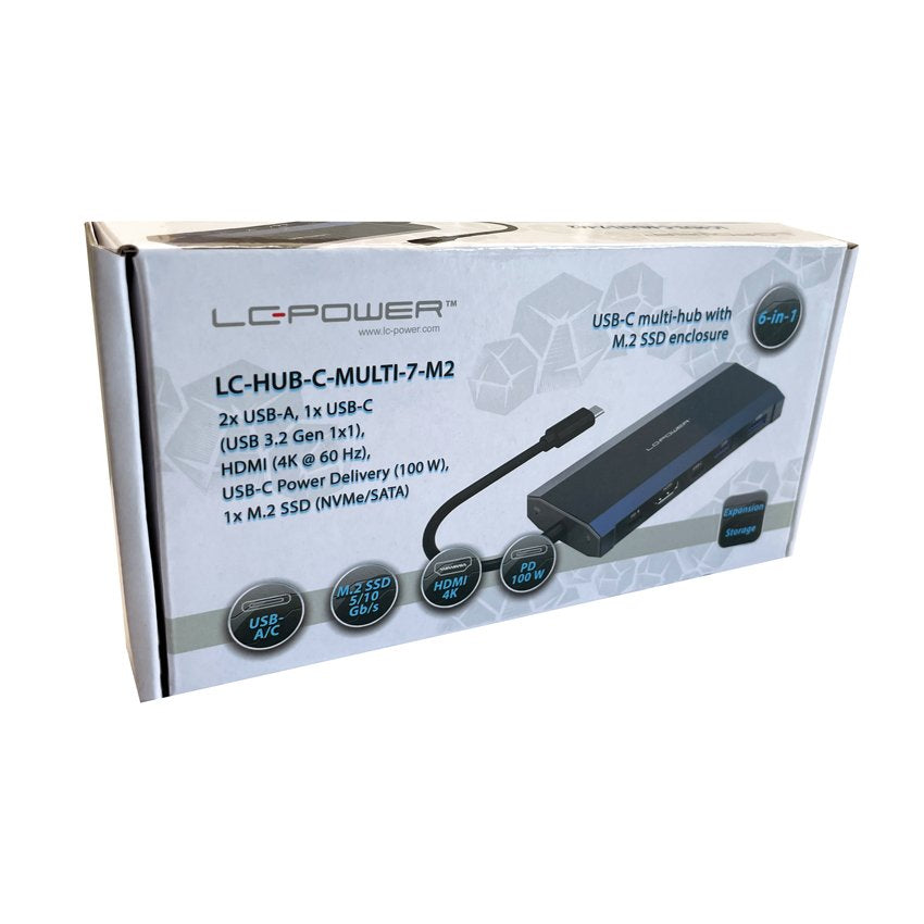 Lc-Power Lc-Hub-C-Multi-7-M2 Usb-C-Hub/M2 M.2-Ssd Retail