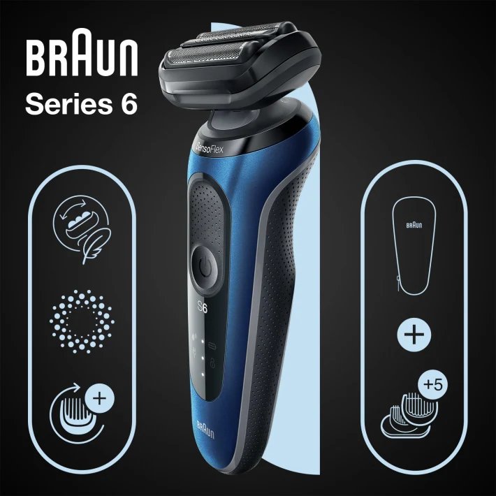 Braun Series 6 61-B1500s Máquina De Afeitar De Láminas Recortadora Azul