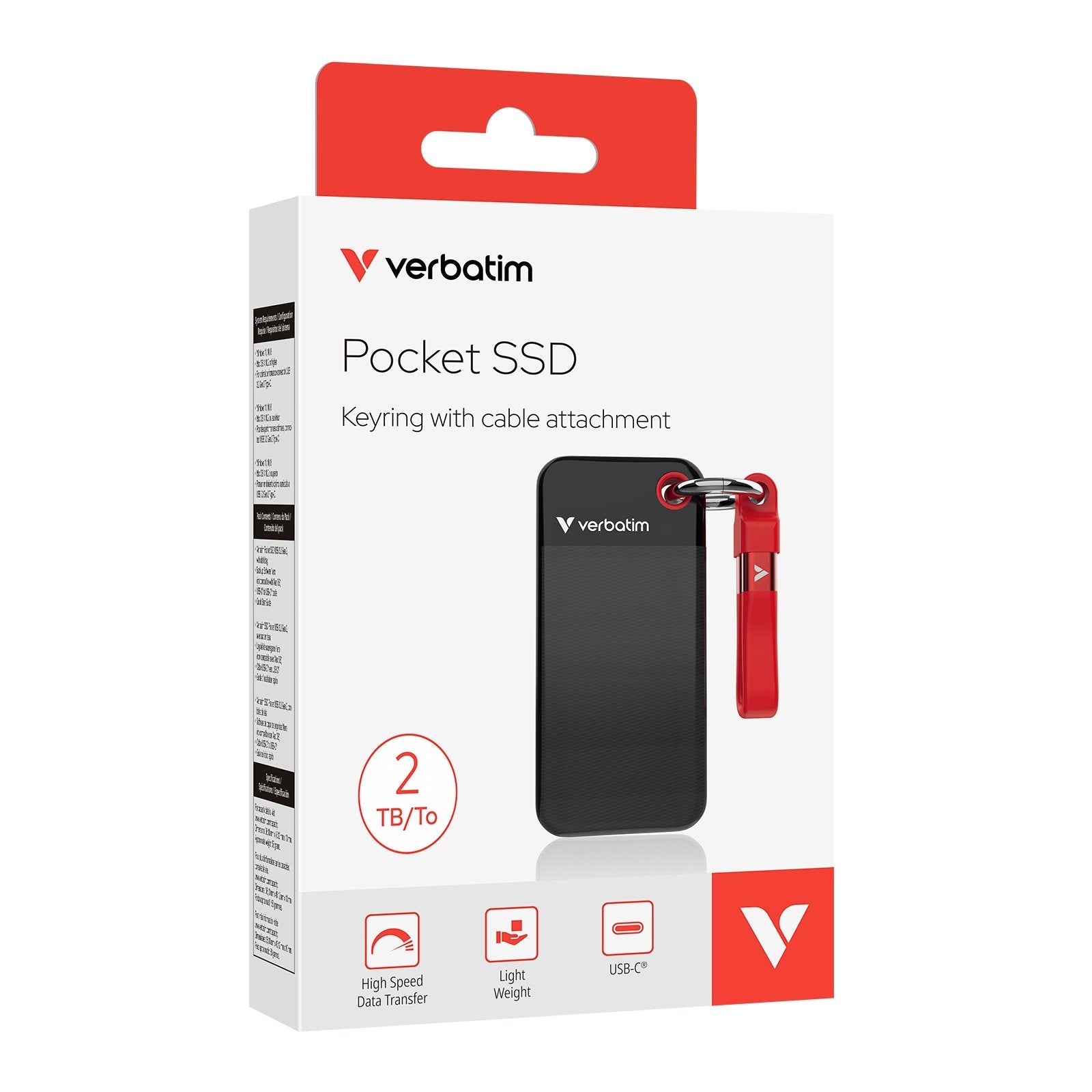 Verbatim Pocket Ssd Usb 3.2 2tb Black/Red 32196