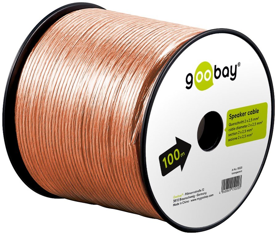 Bobina De 100 Metros Cable Altavoz Transparente 2x2,50mm Cca-Pvc Cpr Eca Goobay