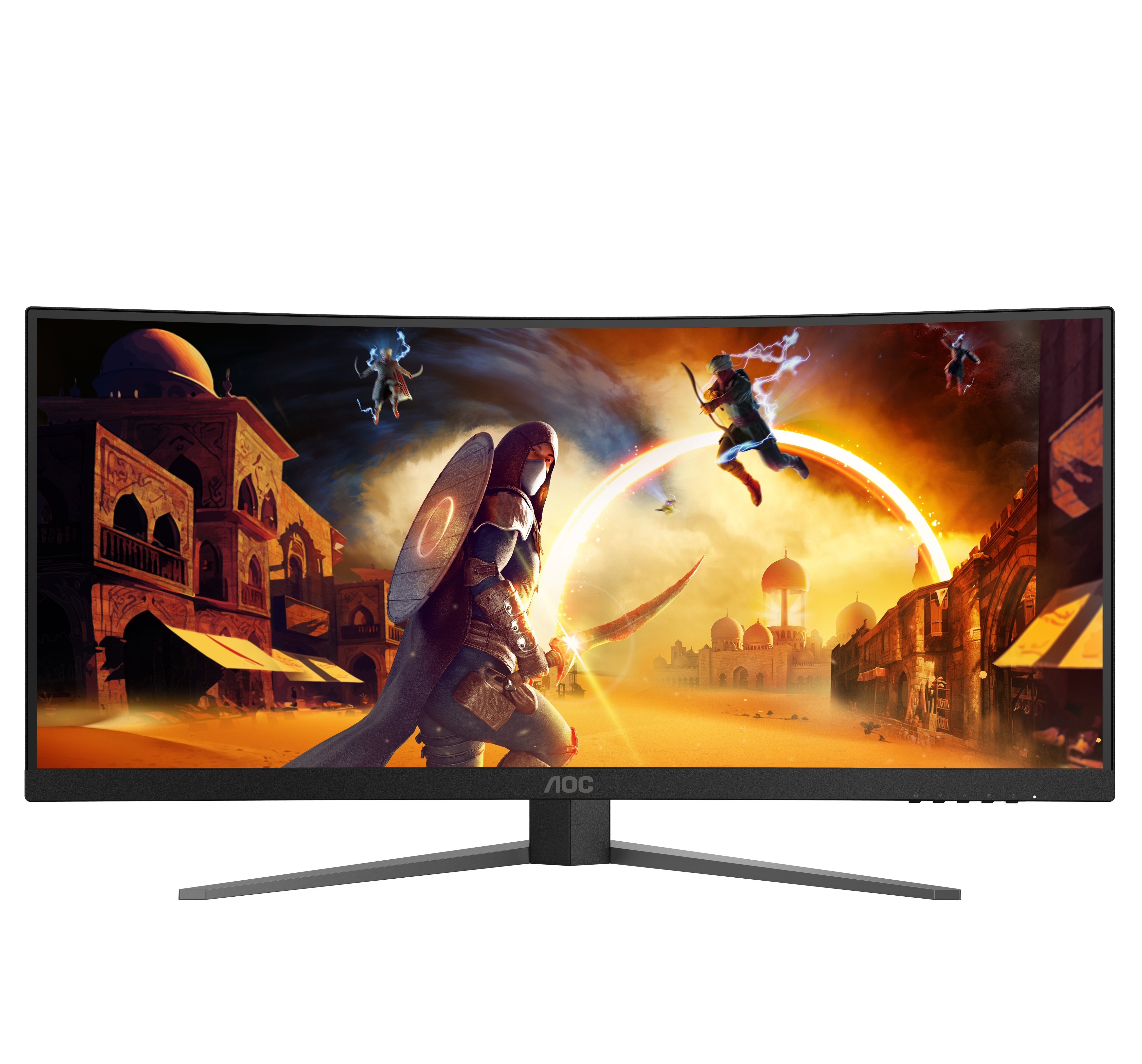 Monitor Aoc G4 Cu34g4z 34" 3440 X 1440 Pixeles Wide Quad Hd Led Negro, Rojo