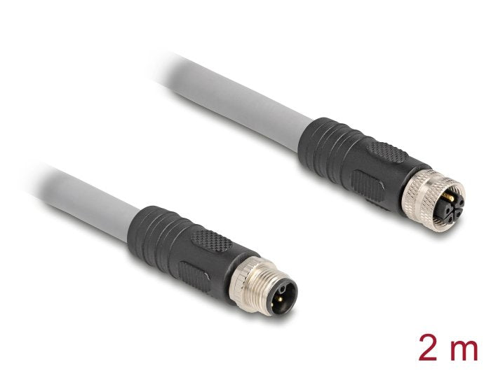 Delock M12 Cable L-Kodiert 5 Pin Stecker Zu Buchse Pur Schleppkettentauglich 2 M Grau