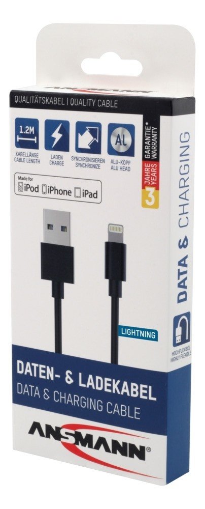 EAN 4013674131211 - Ansmann 1700-0078 cable de conector Lightning 1,2 m Negro imagen 7
