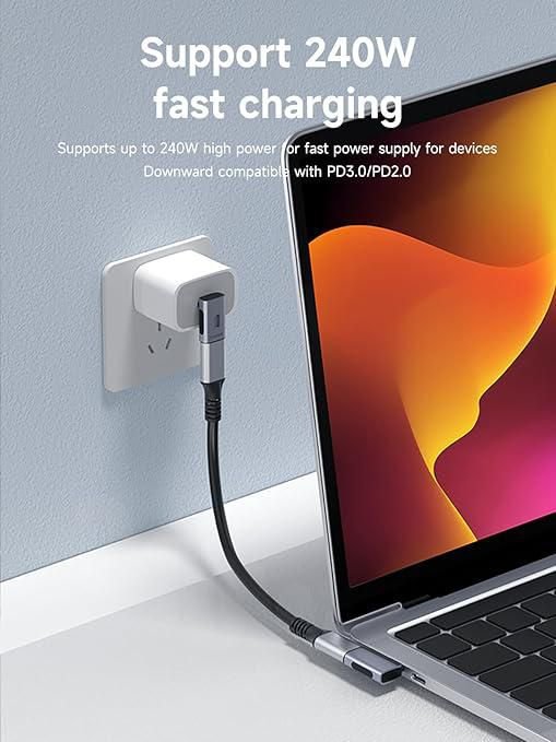 Premium Usb4 Gen 3x2 Usb-C Angeled Adapter, 40gbps, 240w