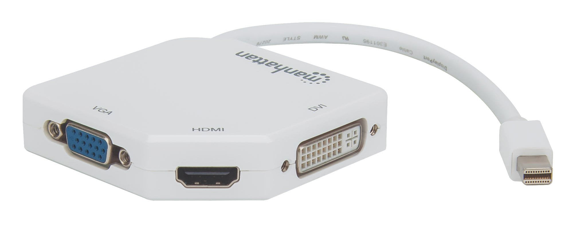 EAN 0766623207362 - Manhattan 207362 adaptador de cable de vídeo 0,25 m Mini DisplayPort DVI-I + VGA (D-Sub) + HDMI Blanco imagen 3
