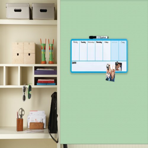 Nobo Planificador Semanal De Pizarra Magnetica Mini 360x140mm - Almohadillas Adhesivas E Imanes Para Montaje - Incluye